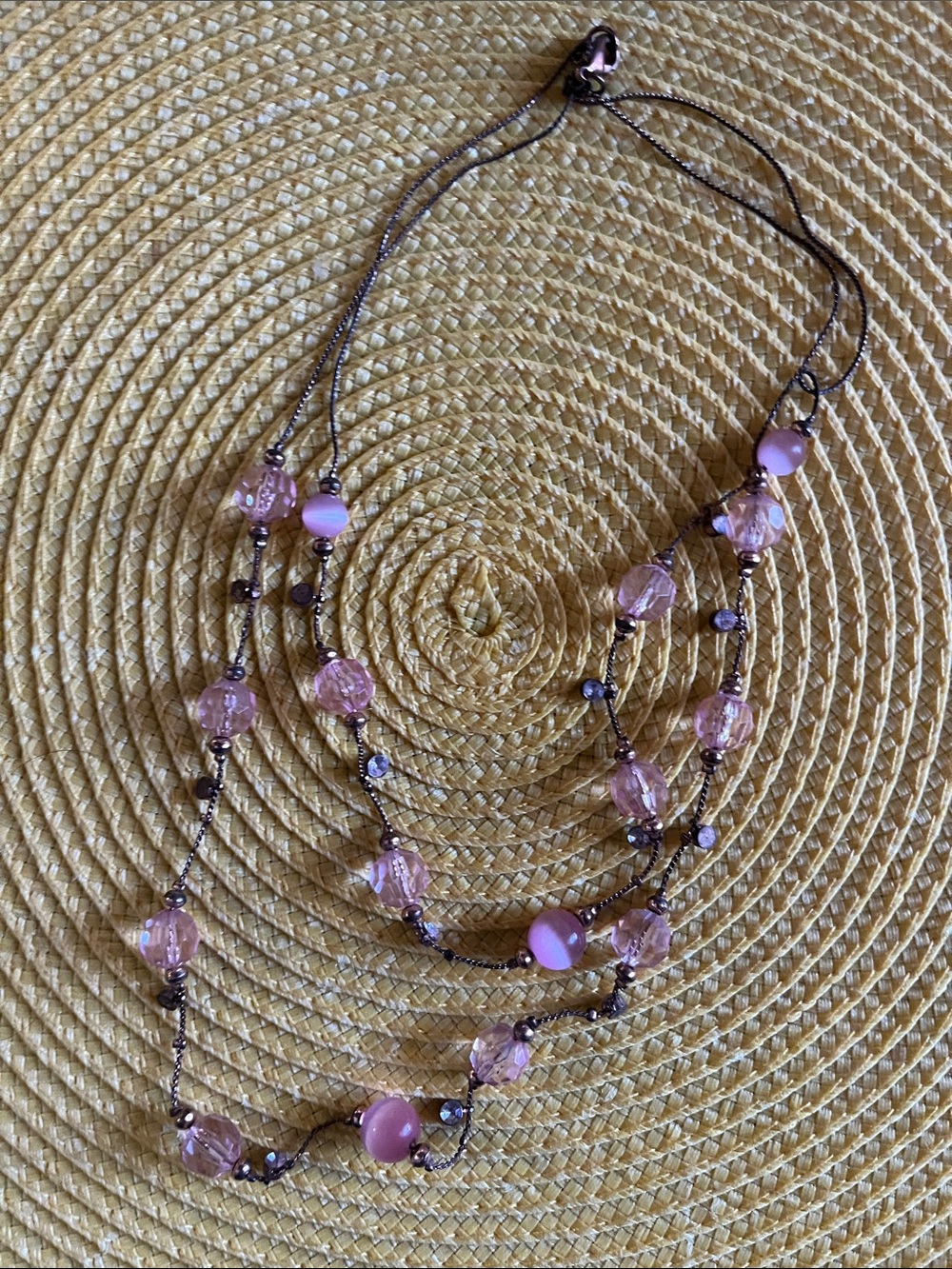 Pink Multi-Strand Beaded Necklace - Unbranded